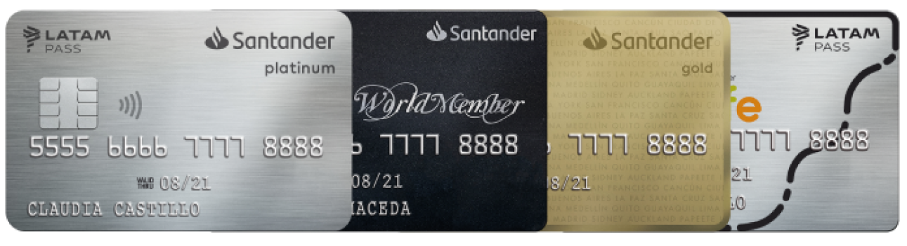 Multiples tarjetas Santander LATAM Pass